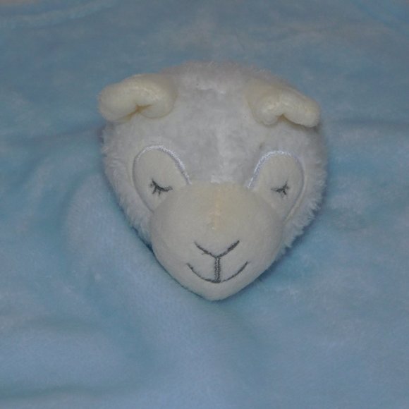 Bebe Love Blue White Llama / Alpaca Plush Baby Security Blanket 13" x 13" Lovey - Picture 2 of 6